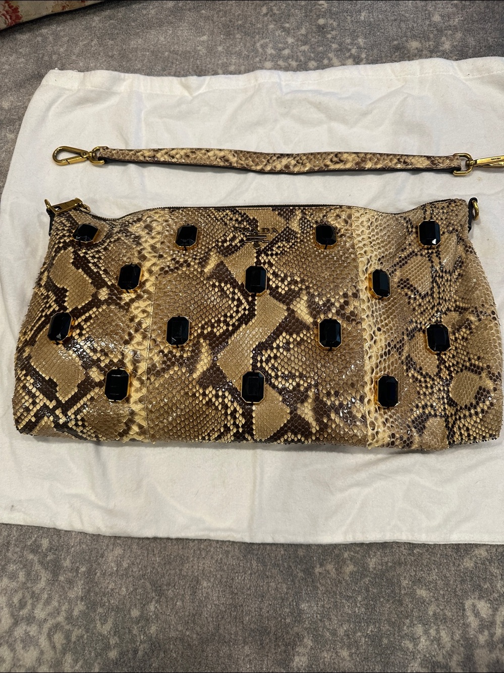 PRADA PITONE PIETRE JEWELED SNAKESKIN BAG - Picture 15 of 15